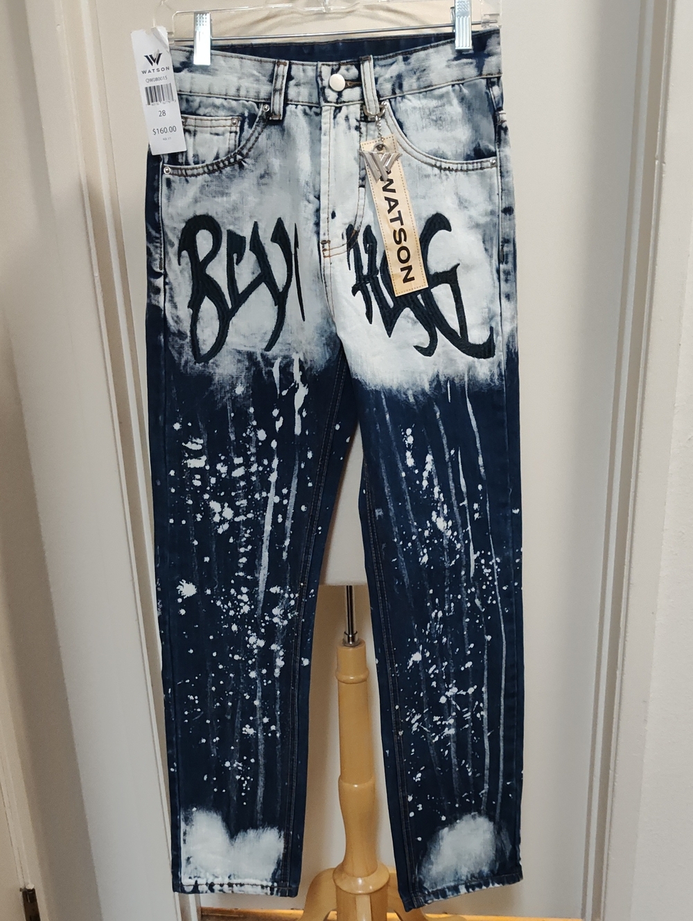 NWT WATSON Men’s Two-Tone Splatter Graphic Jeans Size 28